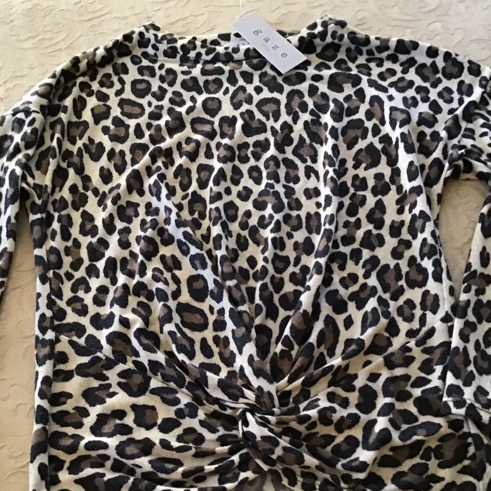 Leopard print twist front top